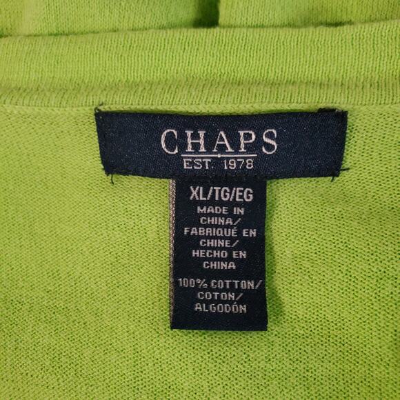 Vtg Chaps V-Neck Button Cardigan Size XL Preppy Country Club Old Money Green - Picture 6 of 9